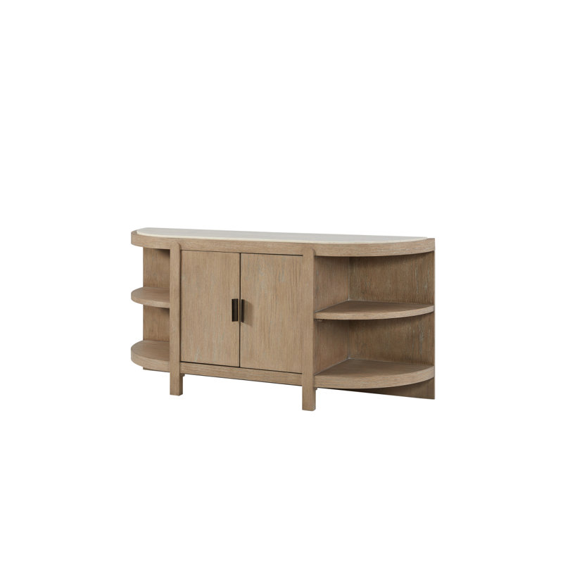 Console incurvée à 2 portes avec plateau en marbre