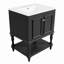 Meuble-lavabo de salle de bain autoportant en bois massif 24 po + 24 po avec plateau ouvert et rangement fermé noir-130995012