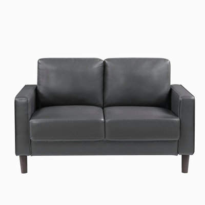 Canapé confortable à dossier rembourré en similicuir gris foncé Modern