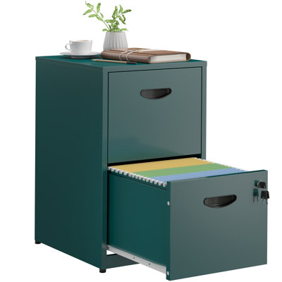  Classeur à 2 tiroirs avec serrure, classeurs en métal vert, classeur à verrouillage vertical, dossiers suspendus, boîte aux lettres, boîte de classement et documents A4