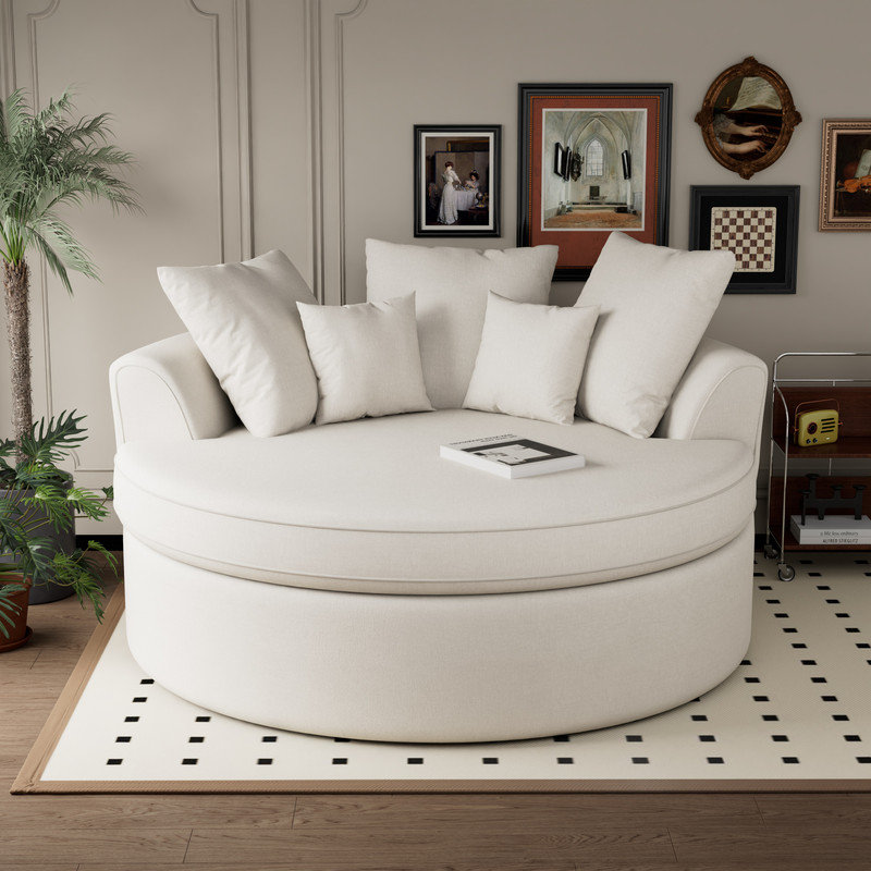 CanapÃ© rond moderne avec coussins moelleux, White