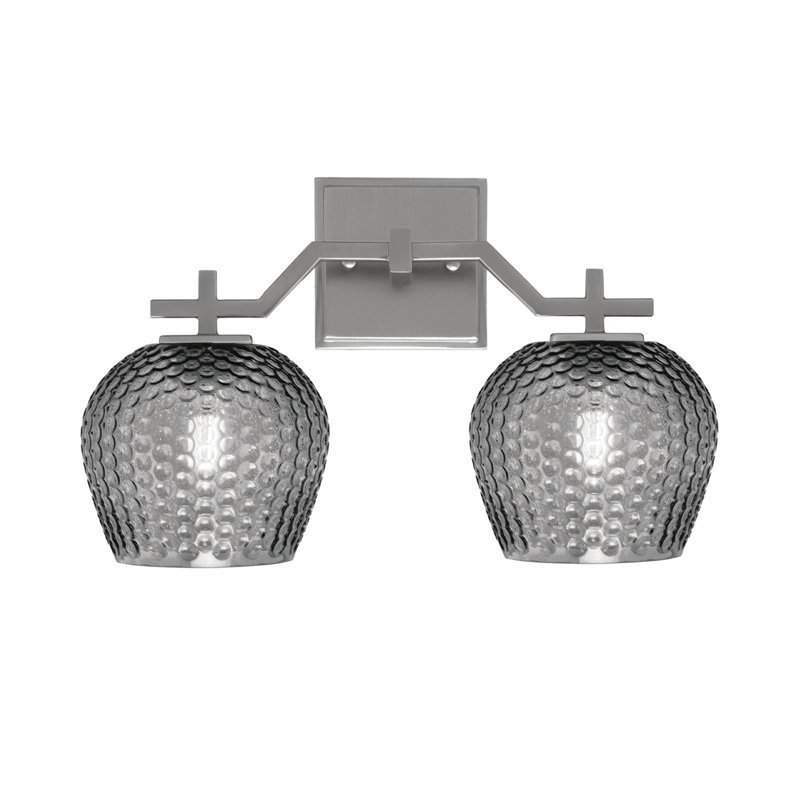 Bar pour salle de bain Headland illustré avec verre texturé fumée de 6 po, H 10 po x l 15,75 po x P 6,25 po, Nickel