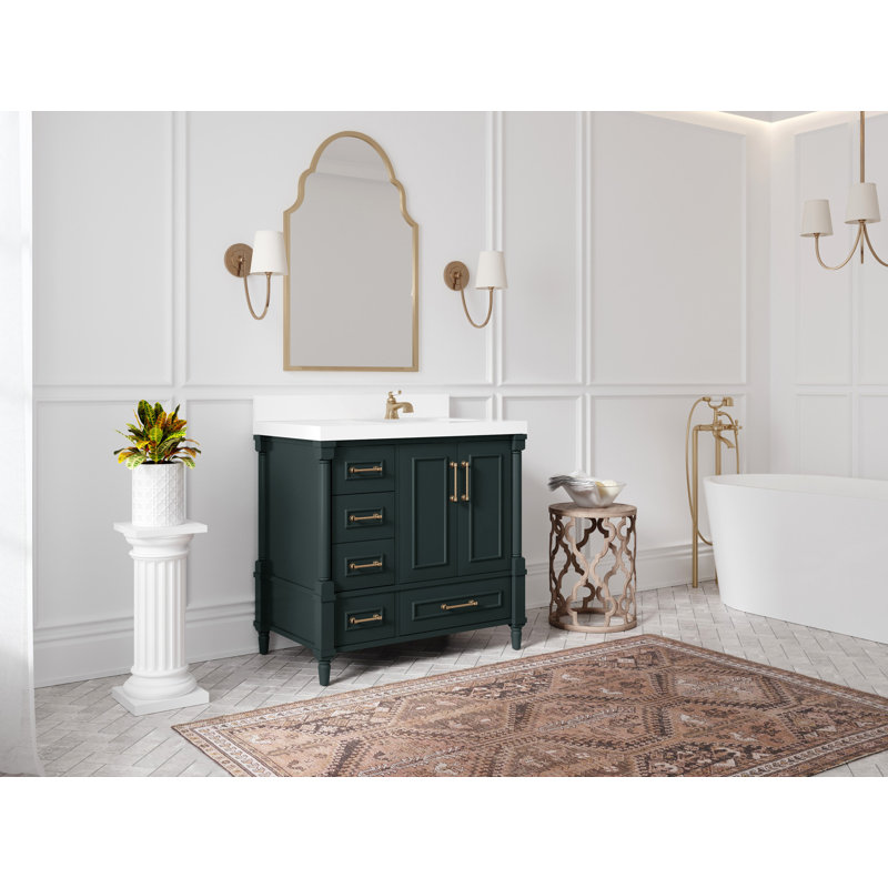 Aberdeen 36'' Single Bathroom Vanity with Top, Carrara Marble