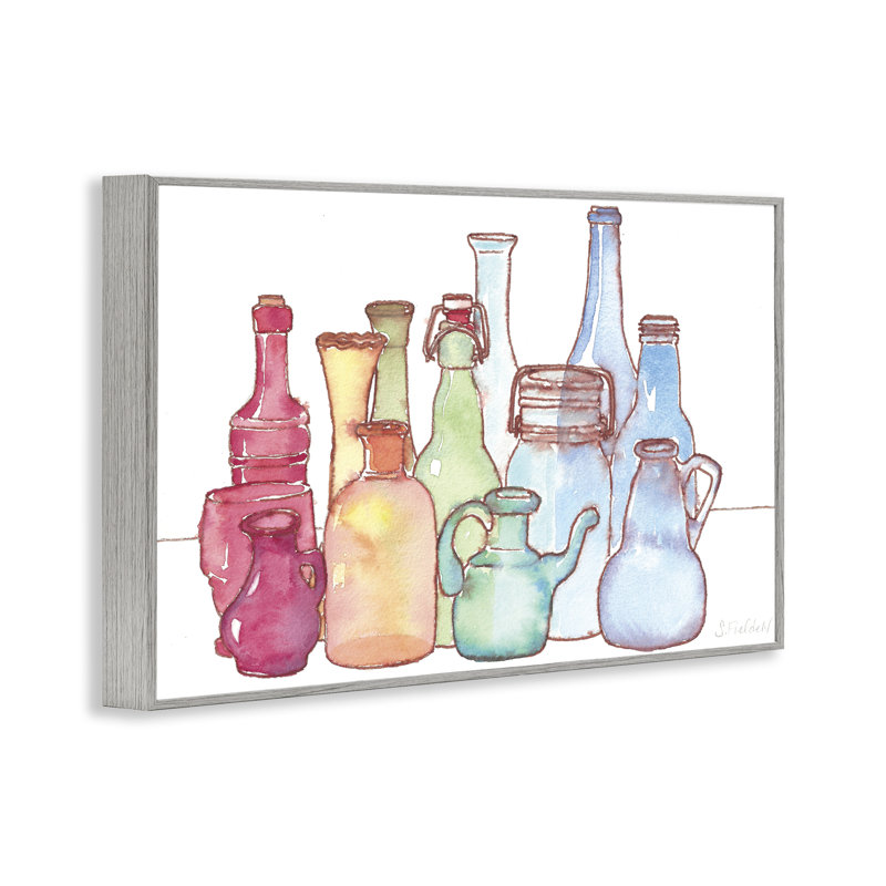 Collection de vases colorés, estampe numérique, design par Stephanie Fielden, H 12 po x l 18 po, Estampe numérique Farmhouse