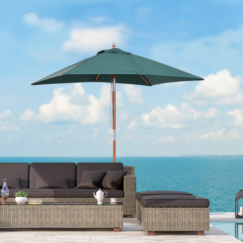 Semayah 78.7'' x 59.1'' Rectangular Tilt Beach Umbrella, Green