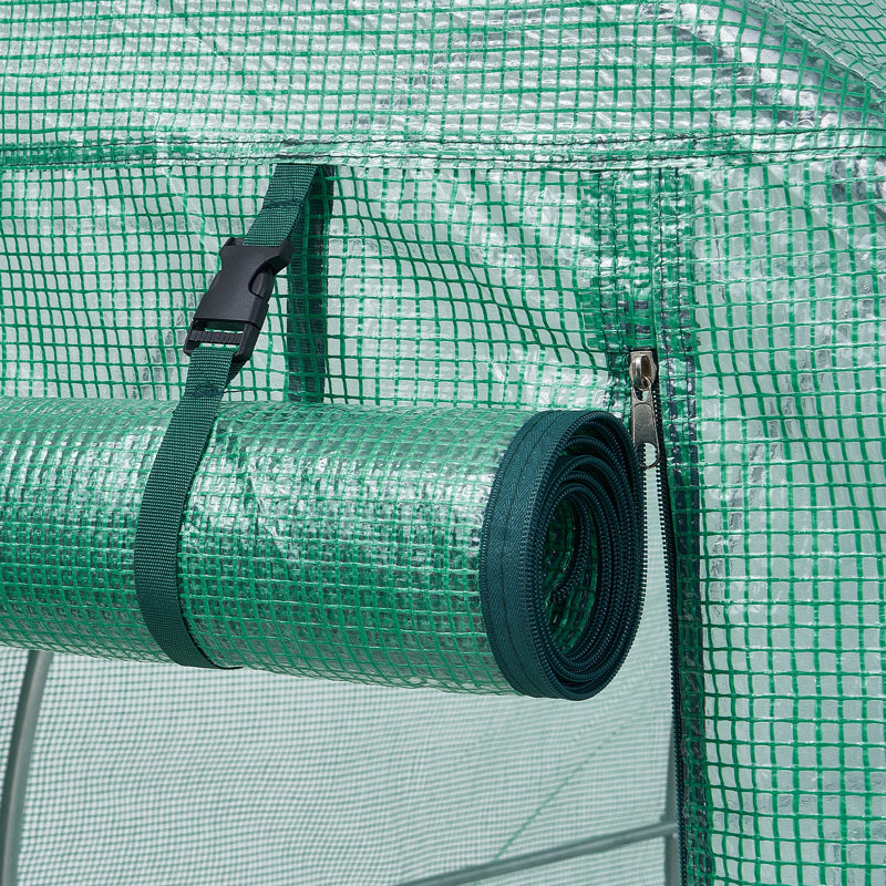 Large Green Walk-In Tunnel Greenhouse with Galvanized Steel Frame