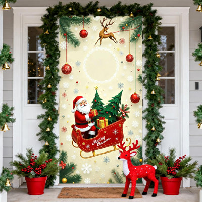 Couvercle de porte de Noël de 35 po x 72 po, Kondieu