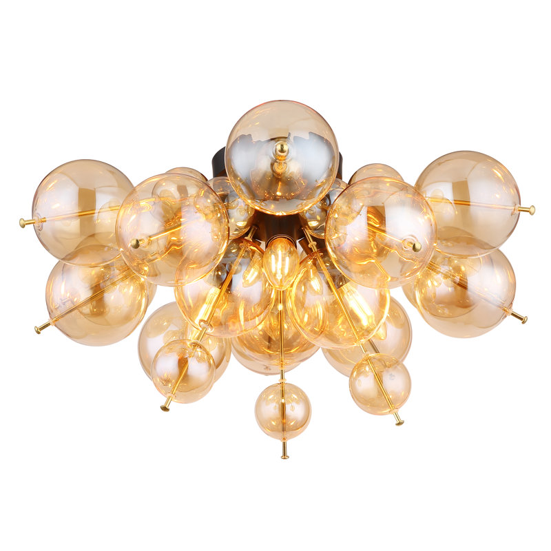 Norvelt Glass Flush Mount, Matte black, Amber