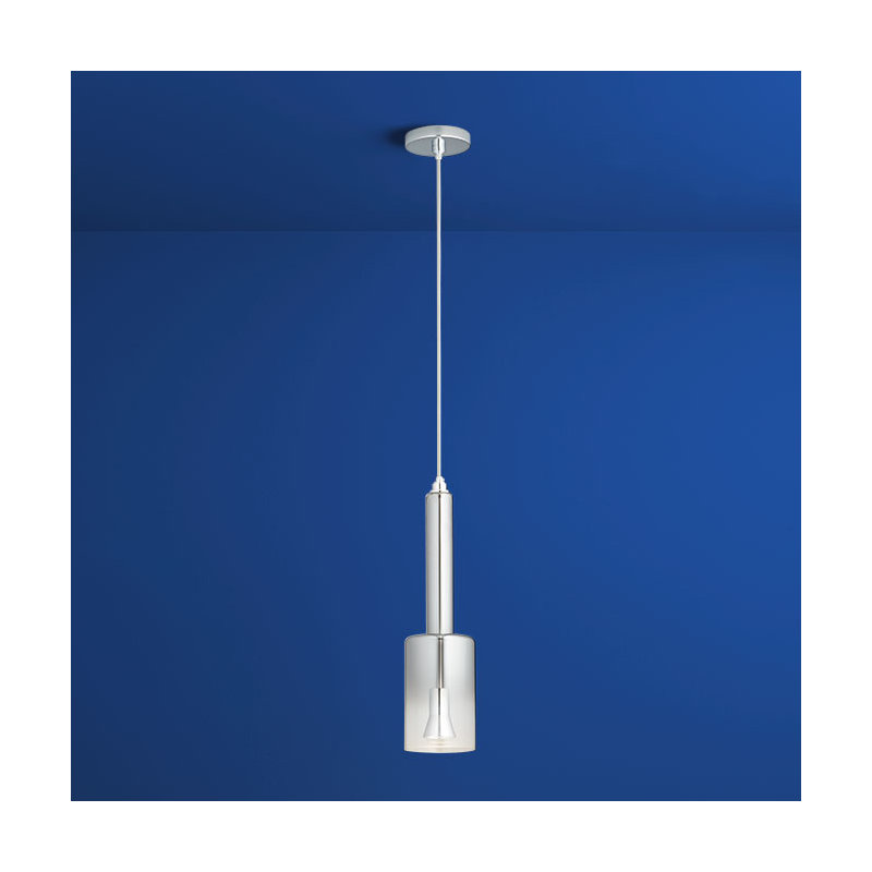 Luminaire suspendu cylindrique 1 lumière Spindle, Chrome poli, Miroir