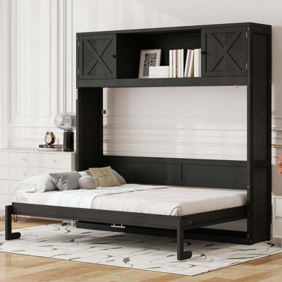Queen Size Murphy Bed with Storage Cabinets
