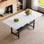 Une table de salle à manger avec un plateau habilement assemblé par quatre panneaux de fibres à densité moyenne blancs. Le bureau possède une plateforme de rangement. Très approprié pour les réunions de famille, etc.-514804384-514804388