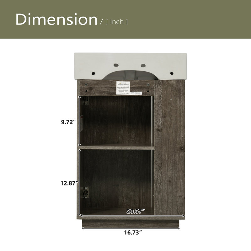 Meuble-lavabo 21,6 po avec lavabo en céramique
