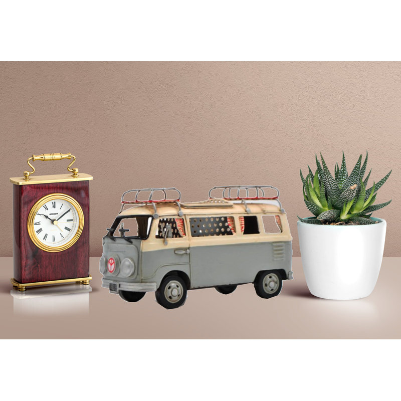 Vw Circa 1966 Tin Model 1.18 Scale Camper Van,With Pen Holder Surf Board Figurine