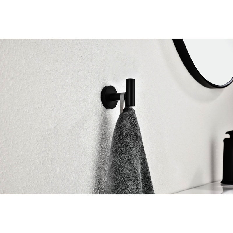 Crochet pour serviette de douche noir mat en acier inoxydable 304, sans perçage