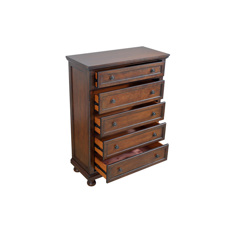 Ensemble de chambre à coucher Rosch 5pc, Ensemble de cinq pièces : lit, commode, coiffeus, Grand lit