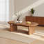 Table basse ovale moderne de 47 po, table basse en bois à profil bas avec base à piédestal épais, panneau de fibres à densité moyenne avec placage en bois, conception à bords arrondis, table de centre d'assemblage facile pour le salon