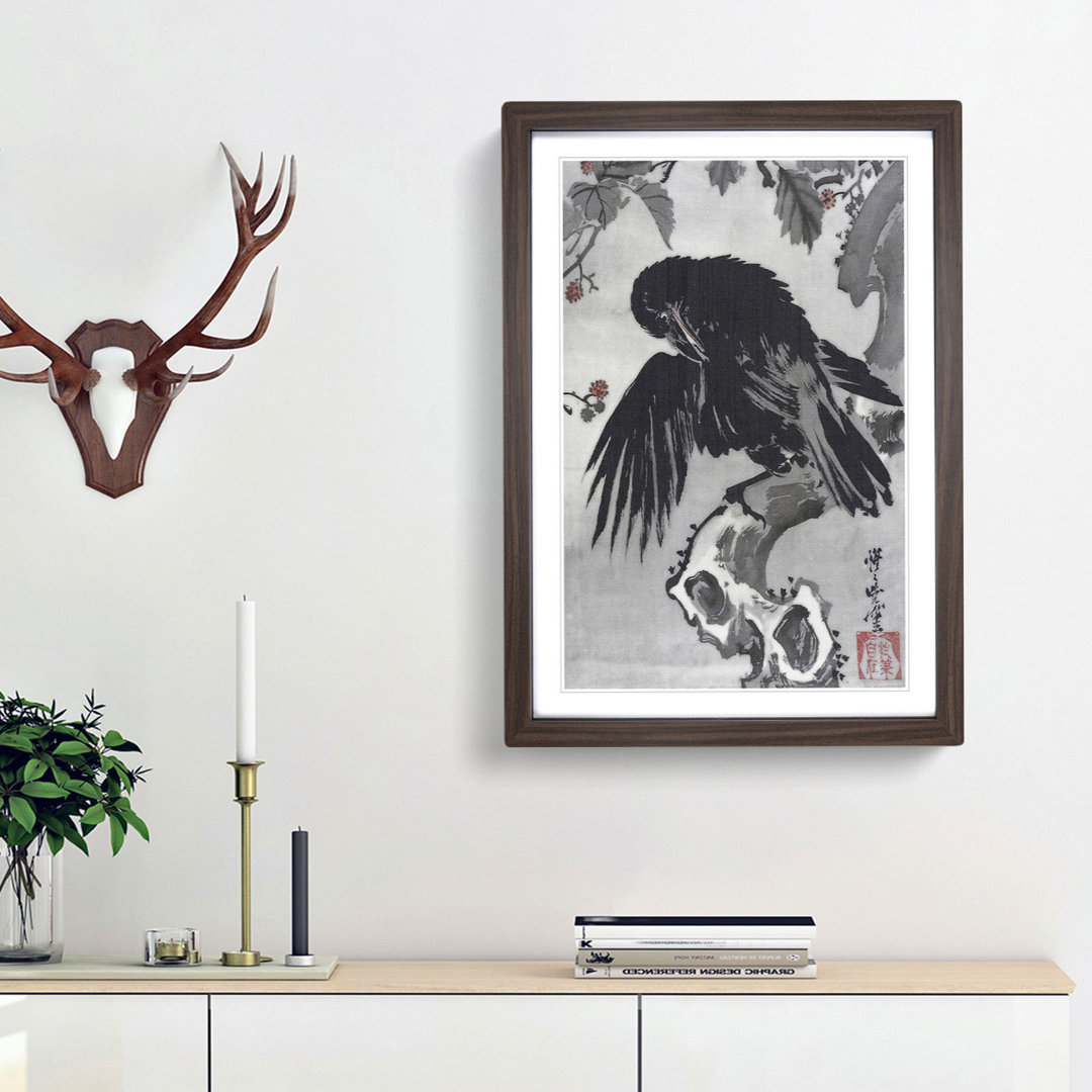 A Crow on a Branch by Kawanabe Kyosai - Framed Print