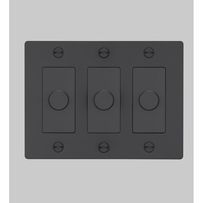 1G Dimmer / Non-Logo , Black, 3 Gang