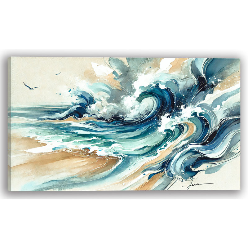 «Ethereal Waves», art mural sur toile abstraite, H 24 po x l 42 po