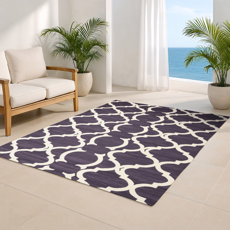 Tapis mauve intérieur et extérieur Trellis, Rectangulaire 8 pi x 10 pi