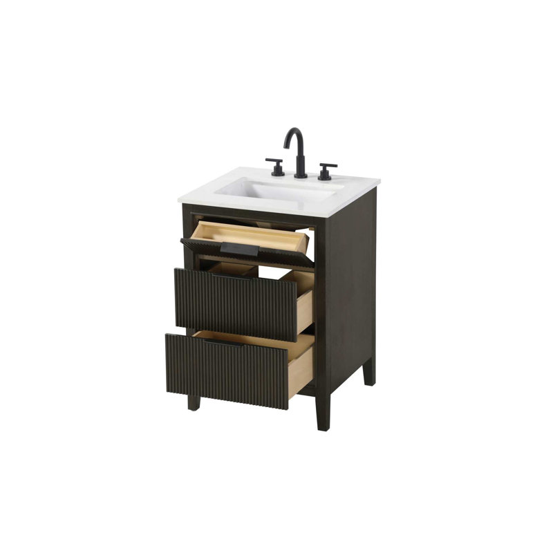 Meuble-lavabo simple 24 po en chêne chocolat, Chêne chocolat, 24"