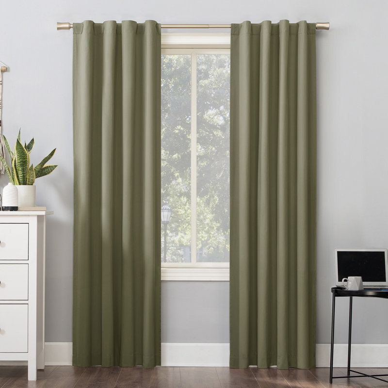 Thermal 100% Blackout Back Tab/Rod Pocket Curtain Panel - Basics by Wayfair™, 40" W x 63" L, Olive Green