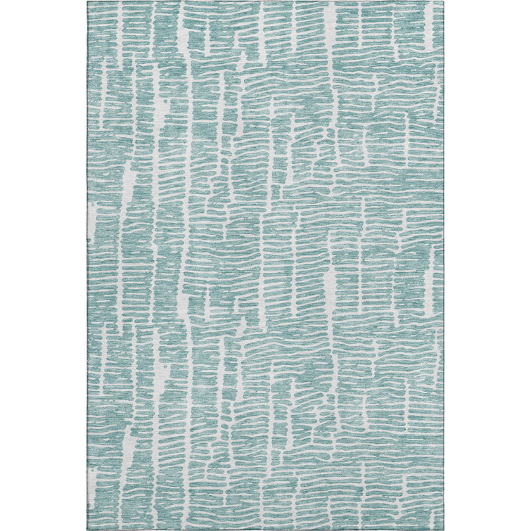 Premium Machine Washable Prisco Teal Rug