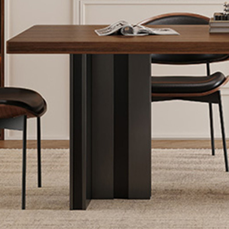 Modern Walnut-Tone Durable Rockboard Dining Table, 29.5"H x 70.8"L x 35.4"W