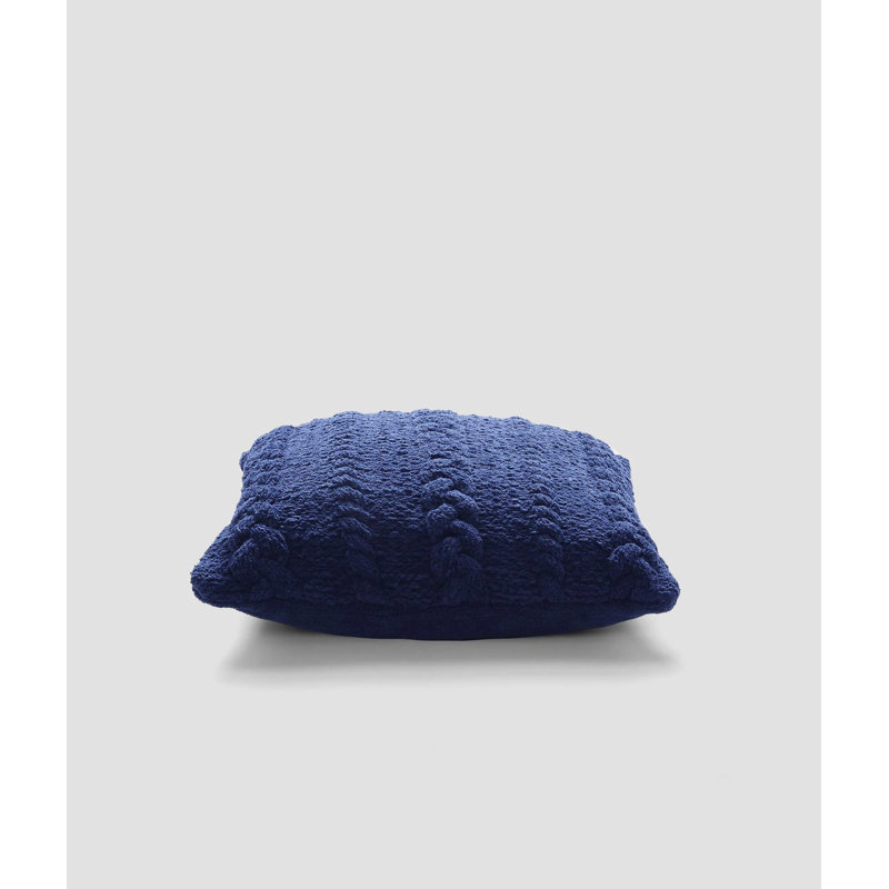 Braided Square Pillow Cover & Insert, Navy