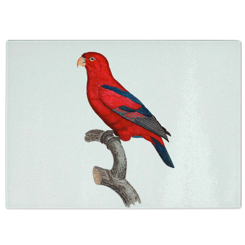 Tempered Glass the Red Lory by F. Levaillant Chopping Board, 39 cm W x 28.5 cm L