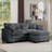 Sofas, L-Shaped 2-Seater with Footrest for Small Spaces, Slate Gray Corduroy | Grey | Corduroy