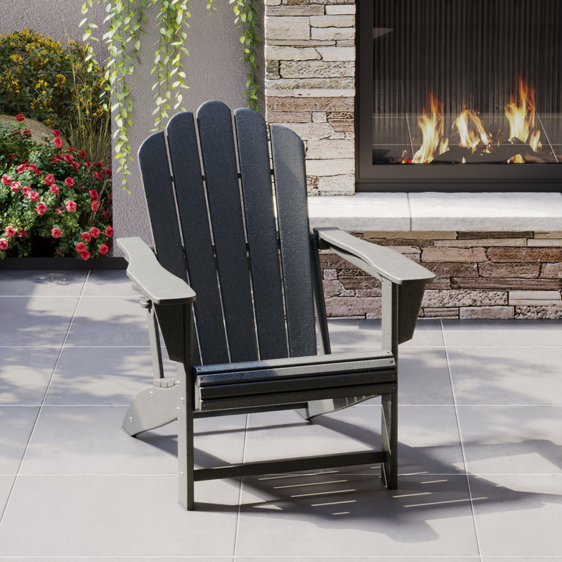Lucus Poly HDPE Adirondack Chair with Cupholder, Grey