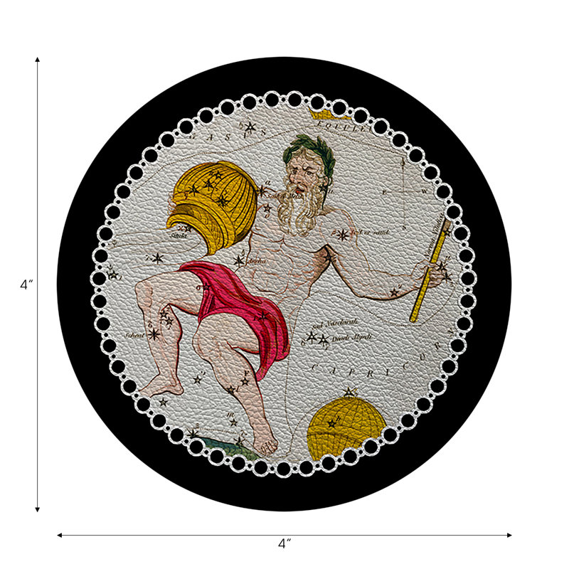 Sous-verres ronds Zodiac Aquarius, Noir