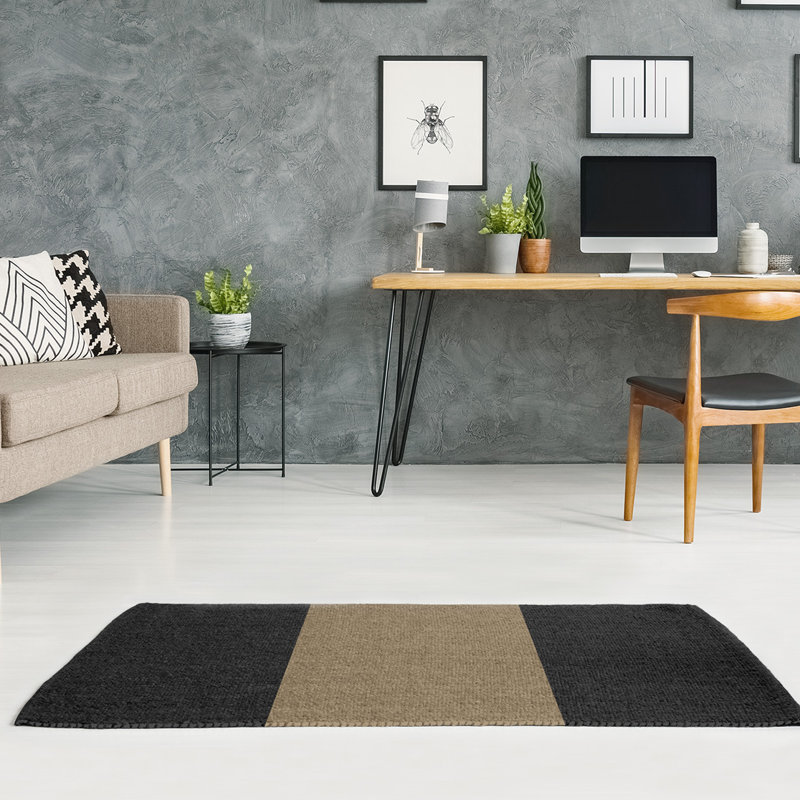 Tapis doré / noir, Rectangle 5 pi x 7 pi