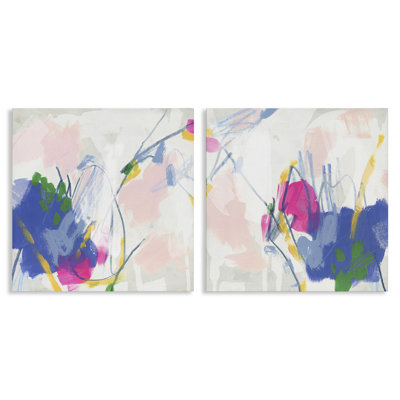 Ensemble de 2 reproductions d'art sur toile roses et bleues par June Erica Vess