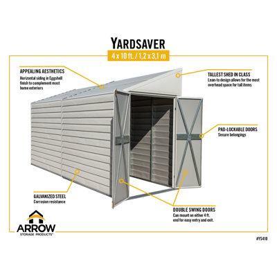 Yardsaver® 4 X 10 Ft Steel Storage Shed Charcoal