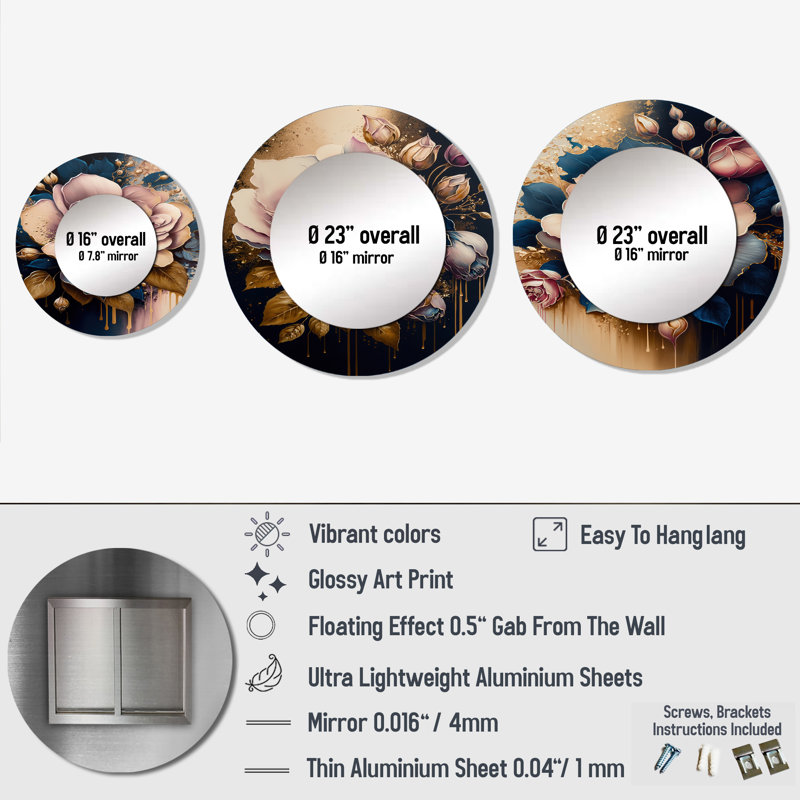 Hirendra Metal Round Mirror