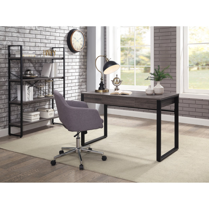 Gray Charcoal Metal Frame 4-Shelf Bookcase
