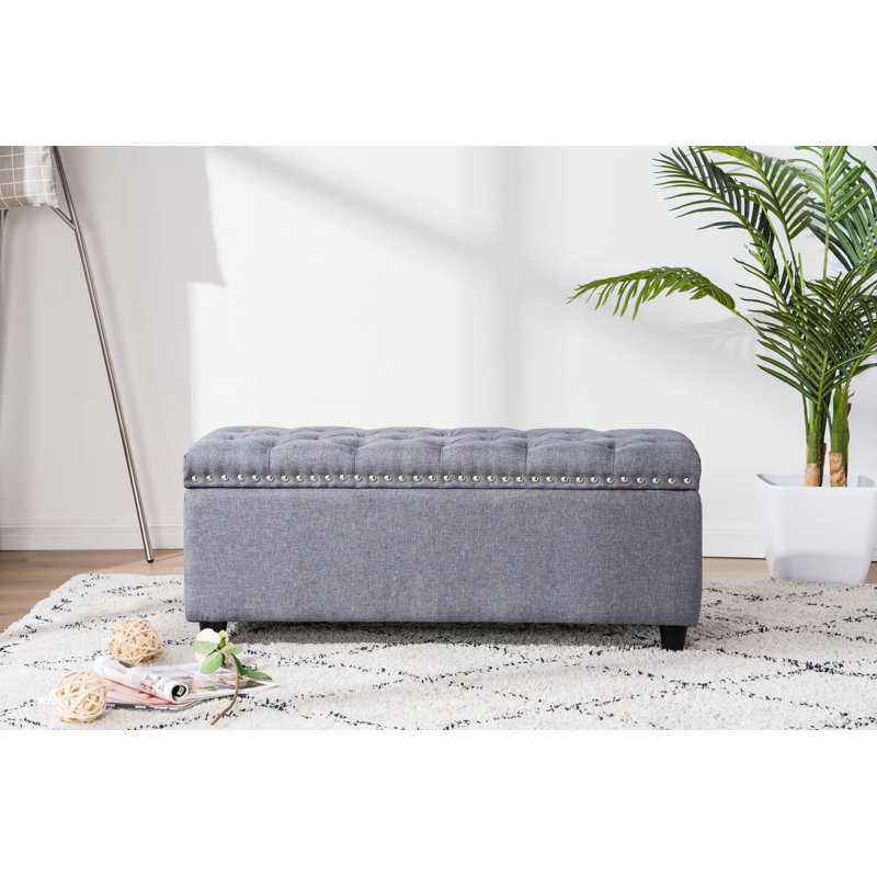 Ruthie Upholstered Storage Bench, Gray