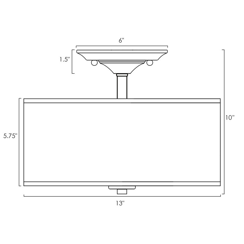 Plafonnier semi-encastré 13 po 2 lumières Randlett