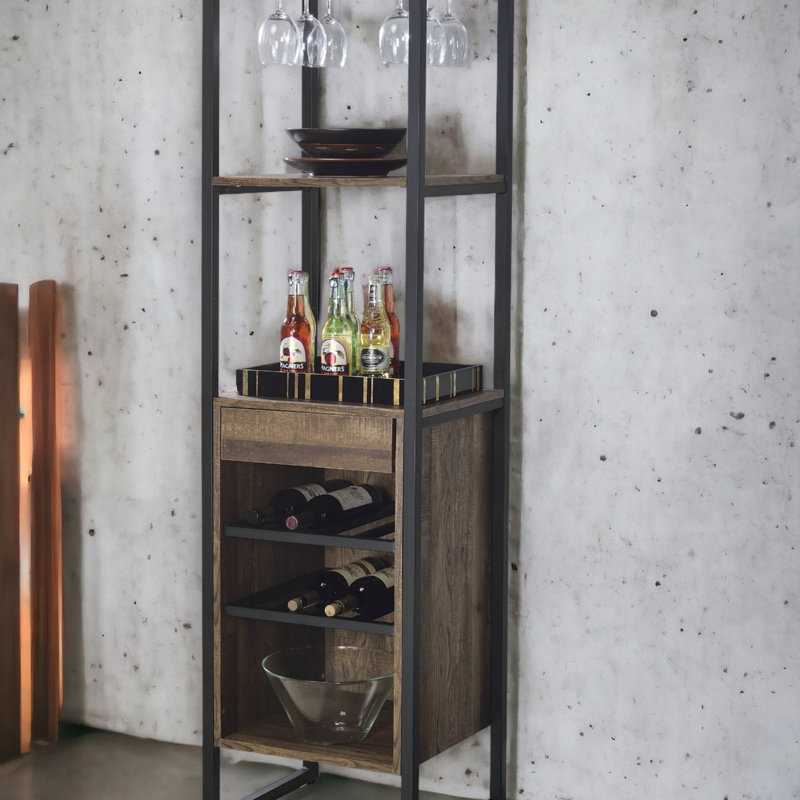 Narik Weathered Oak Finish Wine Rack