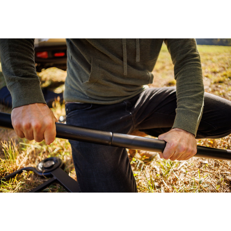 Black Steel Double Camping Cot with Storage Organizers