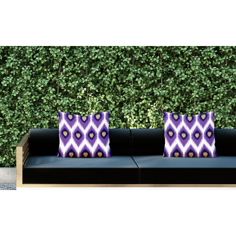 Coussin décoratif intérieur / extérieur abstrait, L 17 po x H 17 po, Mauve