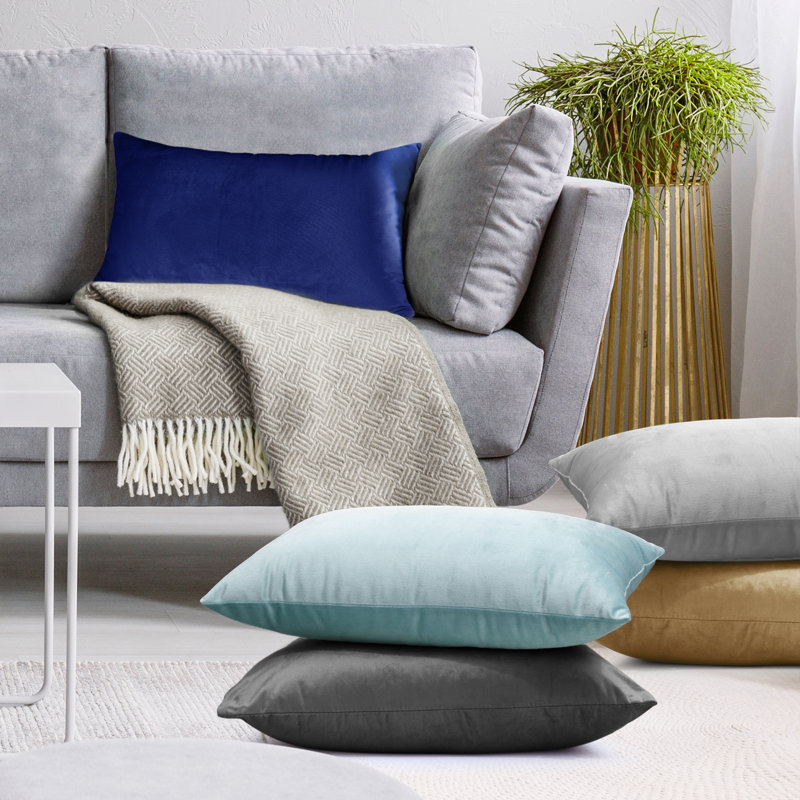 Ensemble de 4 coussins décoratifs en velours Nestl, H 12 po x l 20 po, Gris anthracite gris pierre
