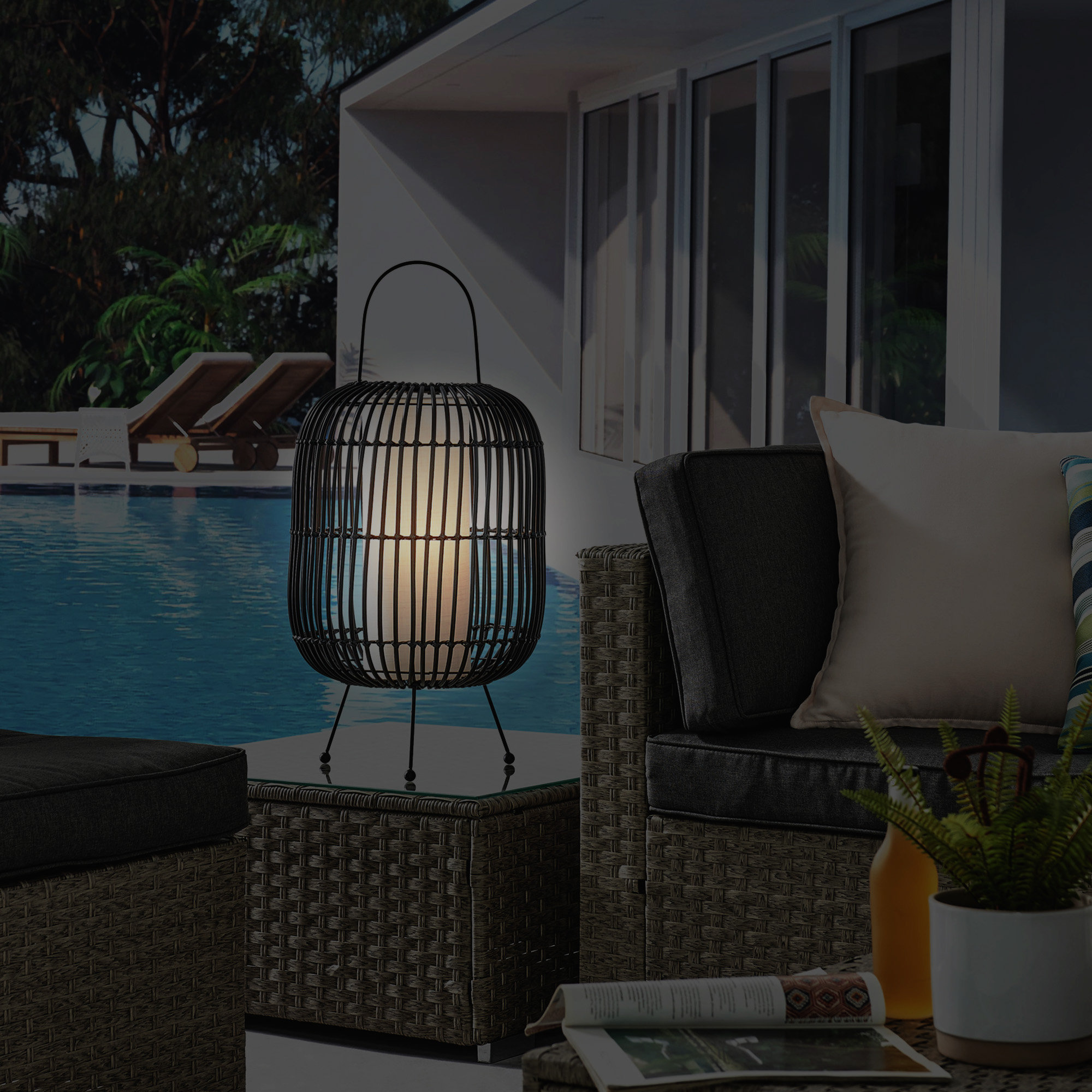 Charisse 26'' Battery Powered Integrated LED, Black