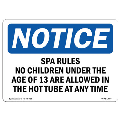 Spa Rules No Children under the Age of 13 Sign