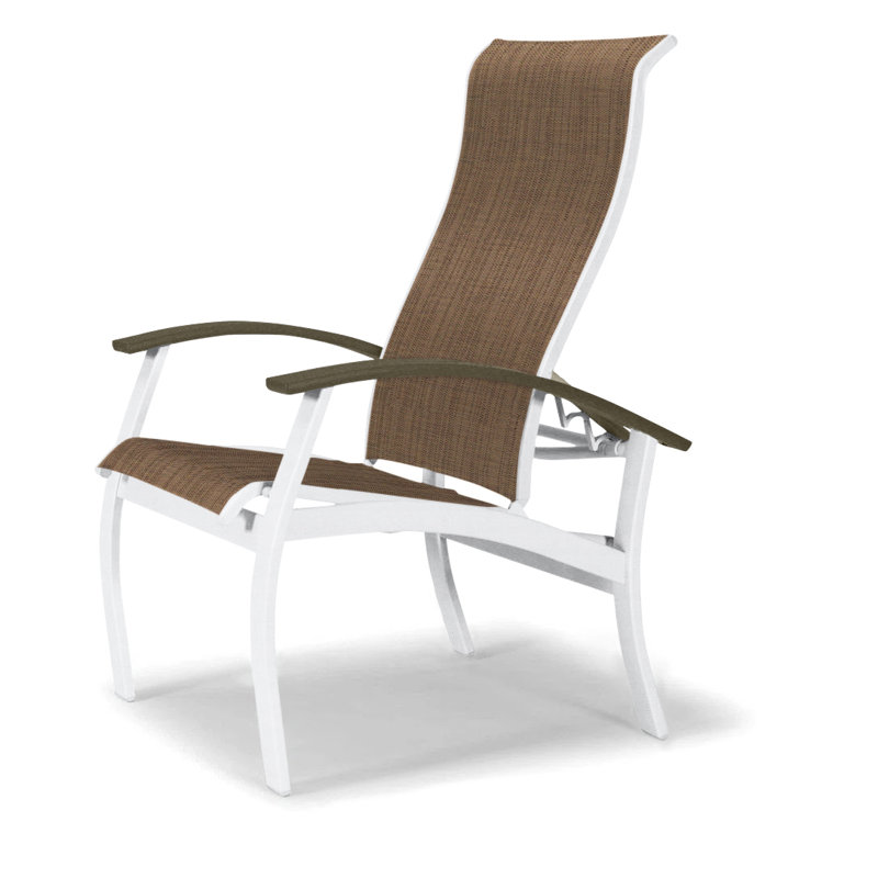 Belle Isle Outdoor Dining Armchair, Gloss White, Beachwood, Black 5D Sunbrella®