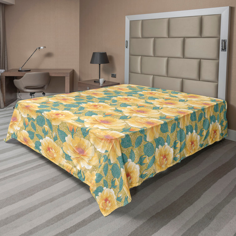 Ambesonne, drap plat floral pivoines, art botanique printanier