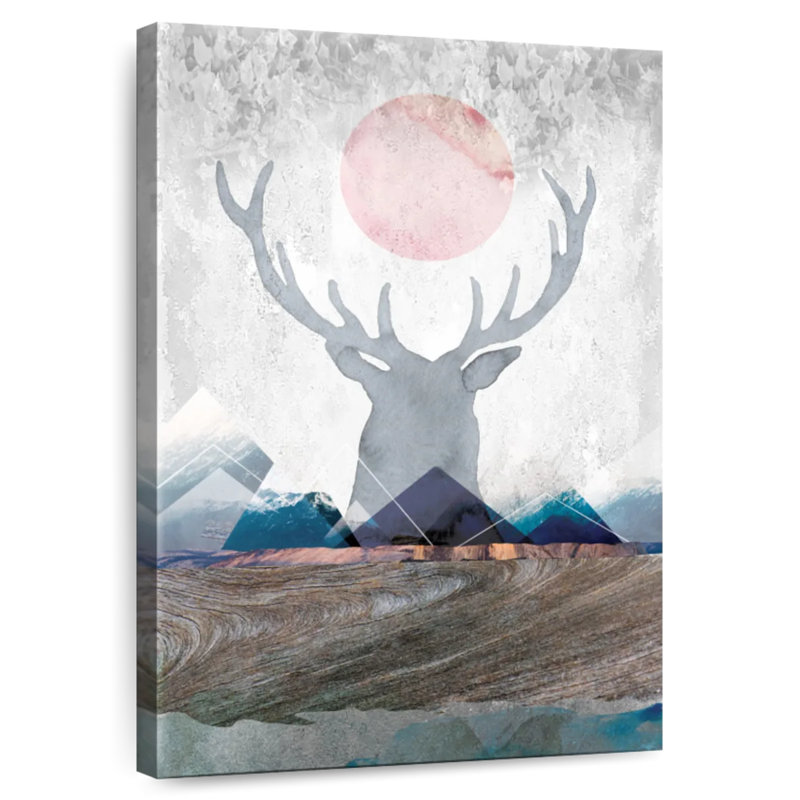 Brampt Deer And Mountains, 51" H x 34" W