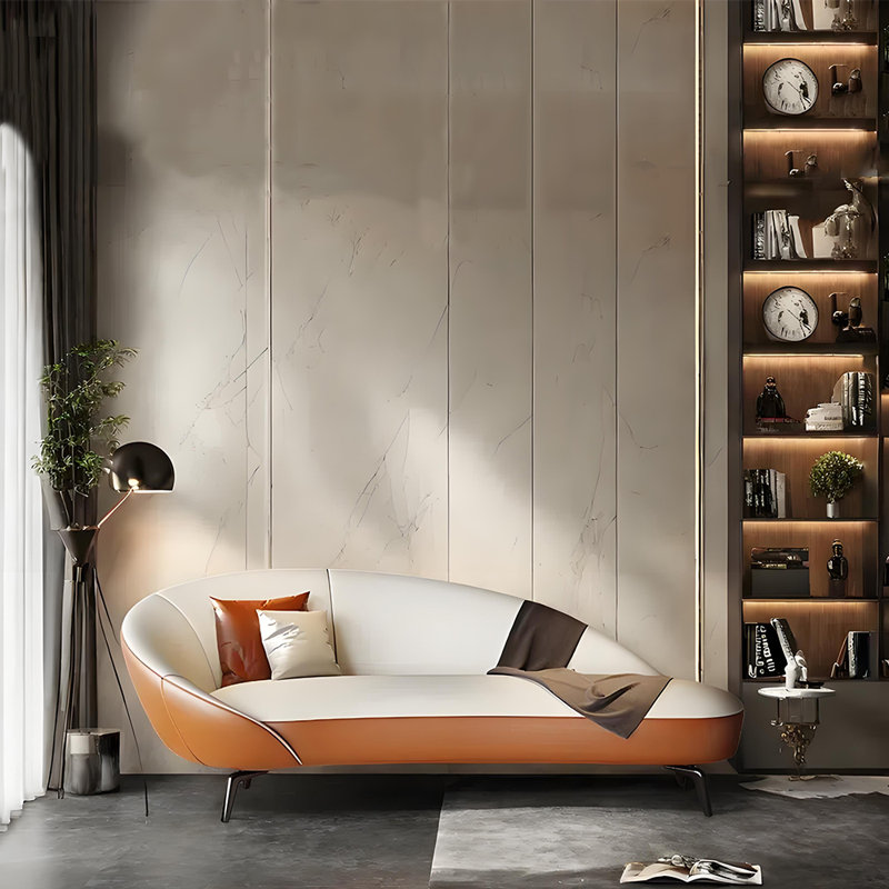 Méridienne Creative, Orienté à gauche (vu de face), Orange + blanc cassé
